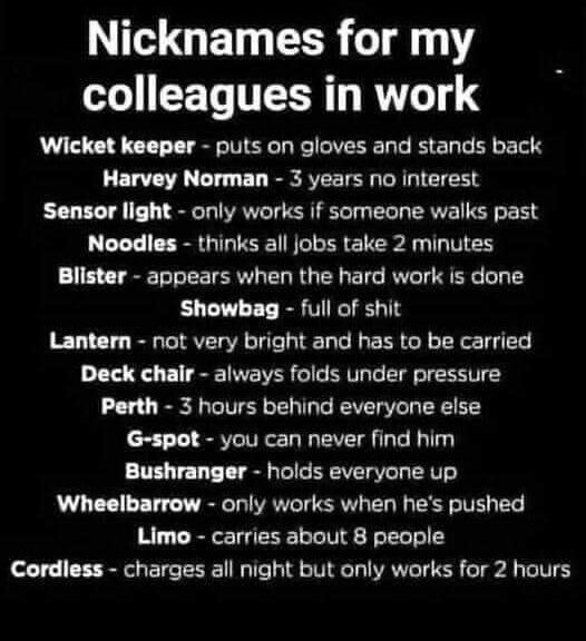 19 Funny Coworker Colleague Nicknames